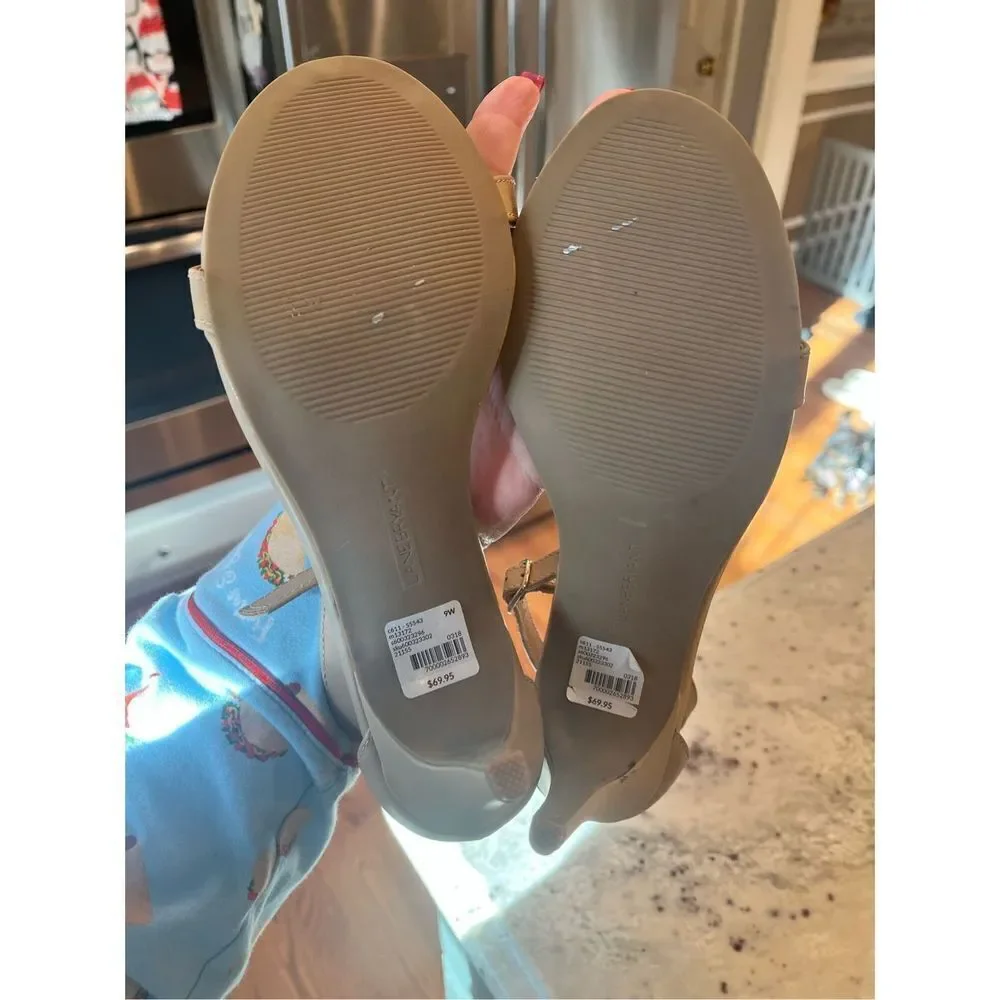 Lane Bryant Tan Faux Leather Ankle Strap Heeled Sandals sz 9W NWT
